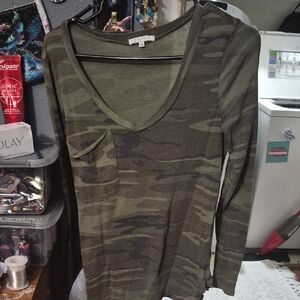 Z Supply Olive Camouflage Long Sleeve Top